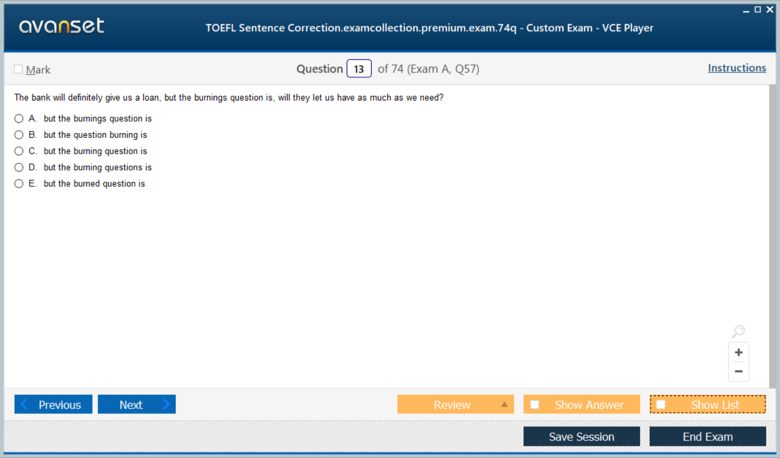 TOEFL Sentence Correction Premium VCE Screenshot #2